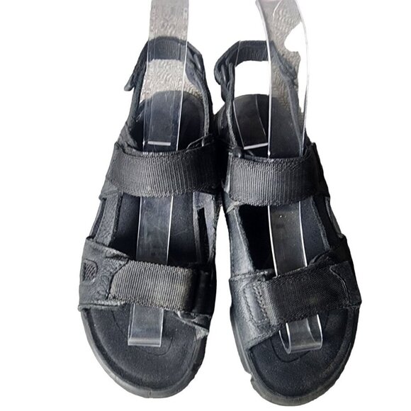 ECCO Sandals Genuine Leather Adjustable Comfortable Black Big Kids 3.5 US - Picture 3 of 11